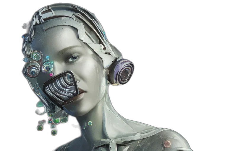 robot, cyberpunk, concept art, 3d render transparent PNG cut-out