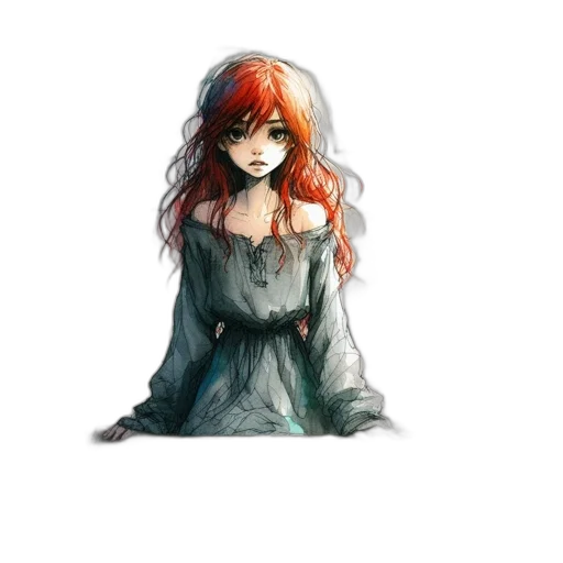 dress, face, fantasy art, watercolor transparent PNG cut-out