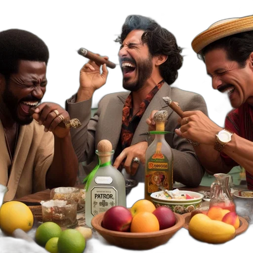 food, three, men, share transparent PNG cut-out