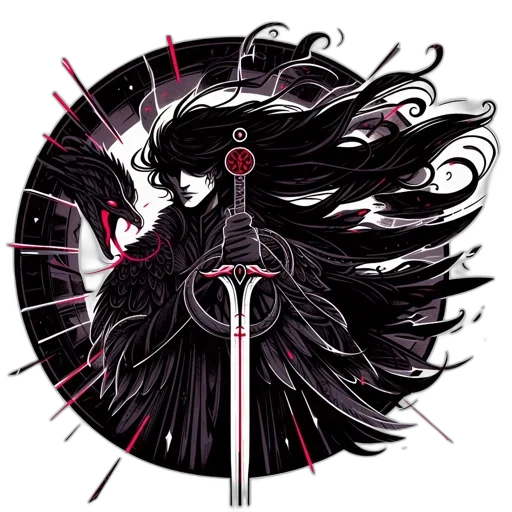 sword, staff, weapon, fantasy art transparent PNG cut-out