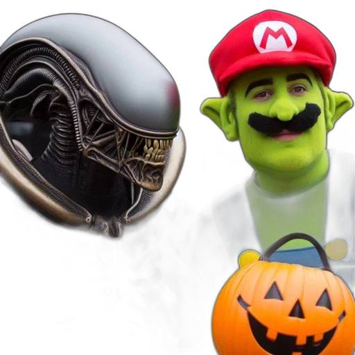 mask, concept art, 3d render, two transparent PNG cut-out