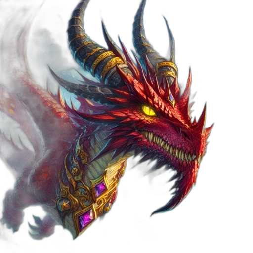 dragon, creature, mask, staff transparent PNG cut-out