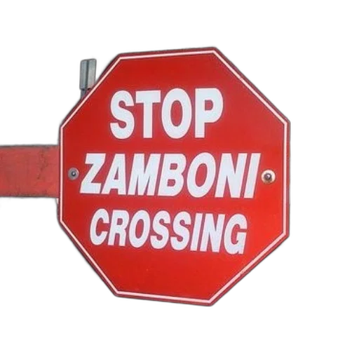 stop, sign, words, zamboni transparent PNG cut-out