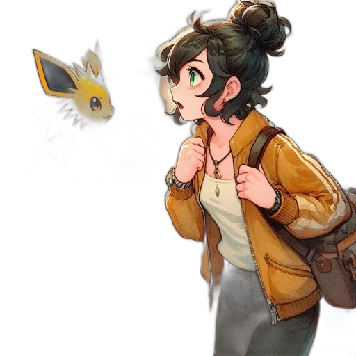 jacket, staff, weapon, creature transparent PNG cut-out
