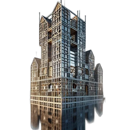 building, 3d render, concept art, photorealistic transparent PNG cut-out