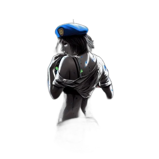 robot, staff, mask, hat transparent PNG cut-out