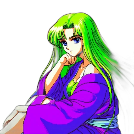dress, staff, hair, vaporwave transparent PNG cut-out