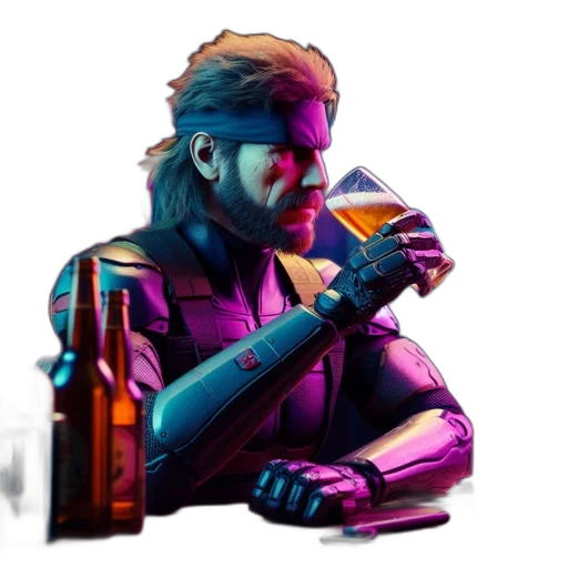 robot, weapon, jacket, bottle transparent PNG cut-out