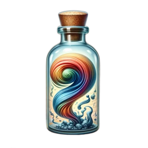 bottle, dragon, watercolor, photorealistic transparent PNG cut-out