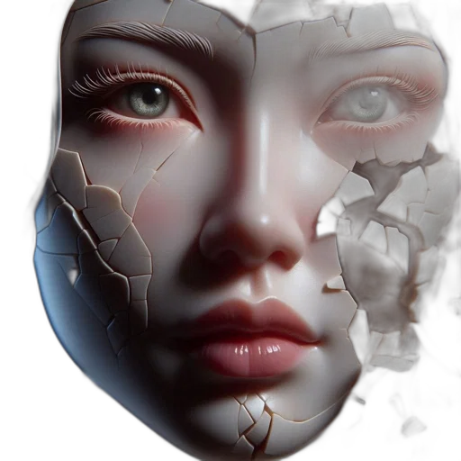 mask, face, robot, photorealistic transparent PNG cut-out