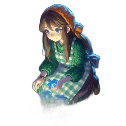 dress, jacket, staff, creature transparent PNG cut-out