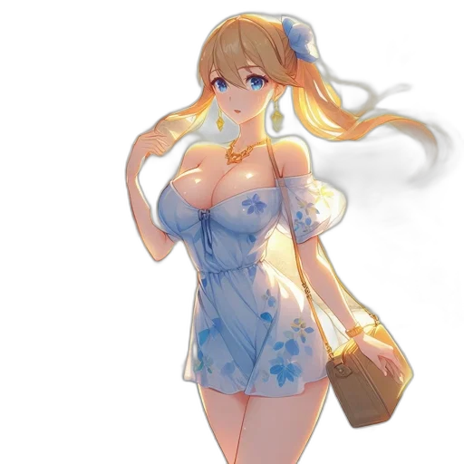 dress, staff, anime, concept art transparent PNG cut-out