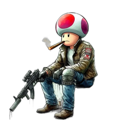 weapon, jacket, hat, staff transparent PNG cut-out