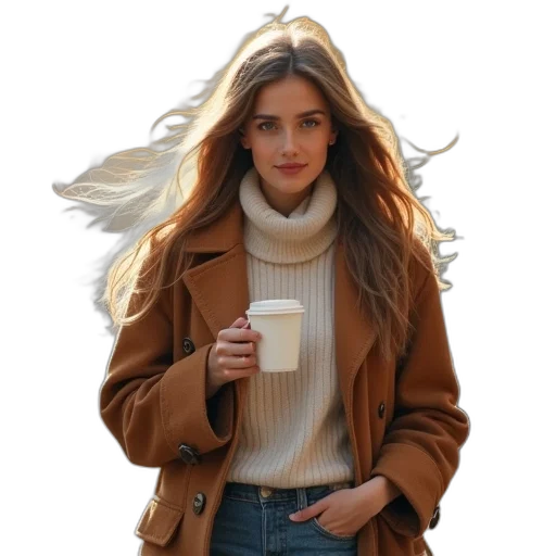 jacket, hair, face, hat transparent PNG cut-out