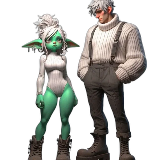 jacket, creature, staff, concept art transparent PNG cut-out