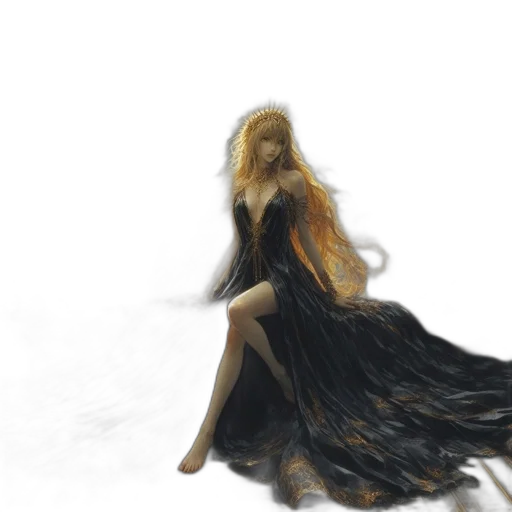 dress, hair, creature, fantasy art transparent PNG cut-out