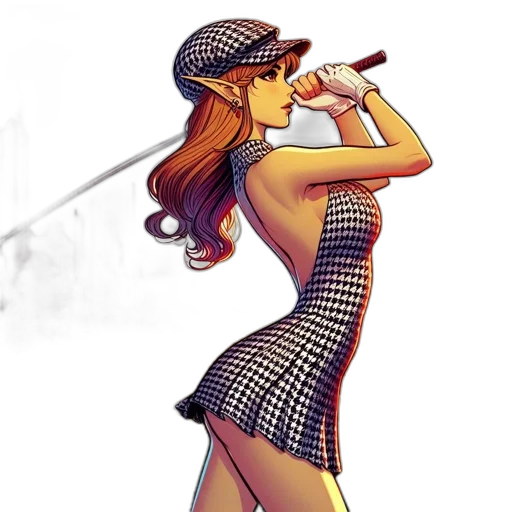 dress, staff, comic book art, cartoon transparent PNG cut-out
