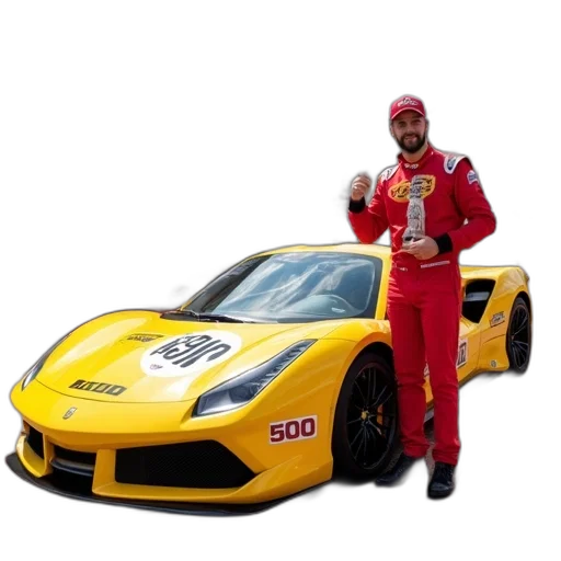car, 3d render, person, red transparent PNG cut-out
