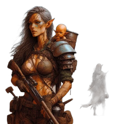 fantasy art, concept art, comic book art, photorealistic transparent PNG cut-out
