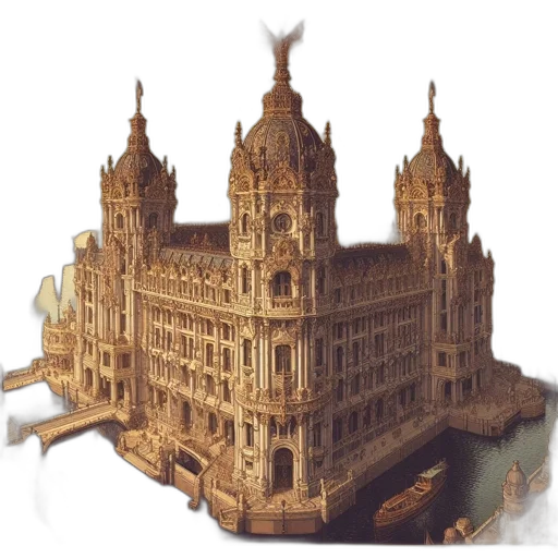 building, crown, concept art, 3d render transparent PNG cut-out
