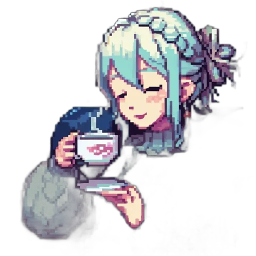 food, robot, pixel art, vaporwave transparent PNG cut-out