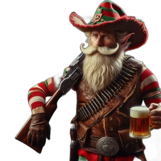 3d render, elderly, bearded, cowboy transparent PNG cut-out