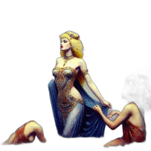 dress, crown, jewelry, fantasy art transparent PNG cut-out