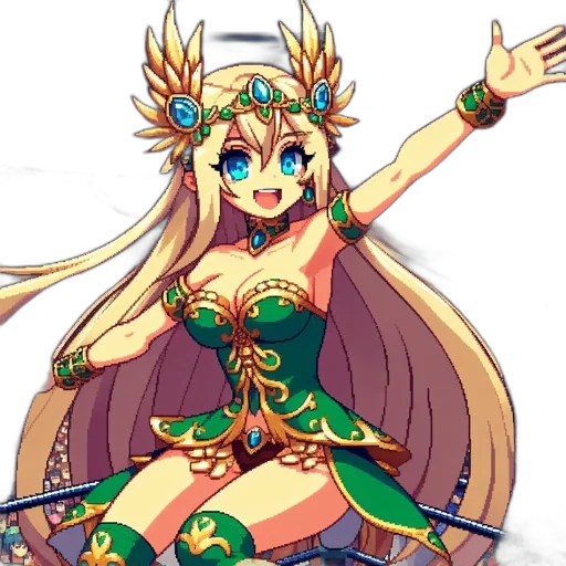 crown, staff, dress, pixel art transparent PNG cut-out