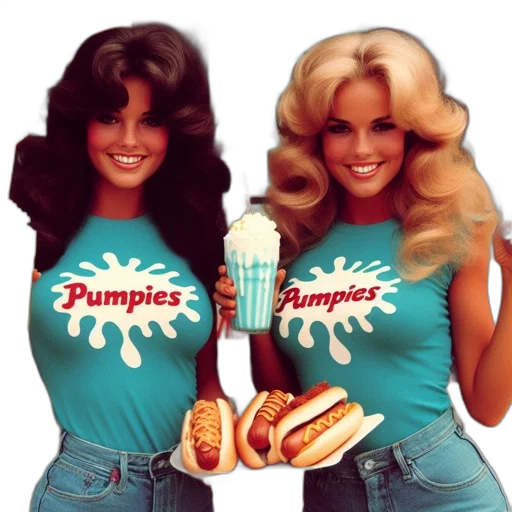 food, vaporwave, photorealistic, two transparent PNG cut-out