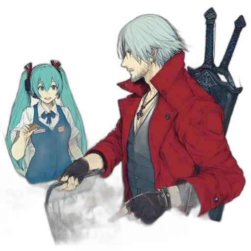 jacket, weapon, staff, sword transparent PNG cut-out