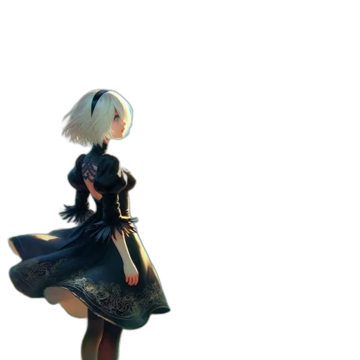 dress, robot, staff, weapon transparent PNG cut-out