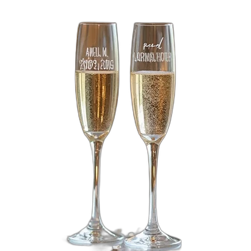 two, personalized, wedding, flutes transparent PNG cut-out