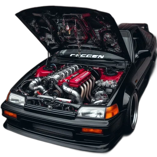 car, black, red, engine transparent PNG cut-out