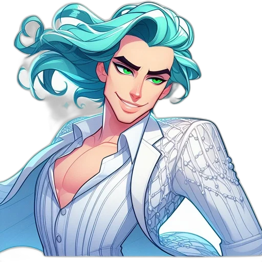 hair, staff, cartoon, vaporwave transparent PNG cut-out