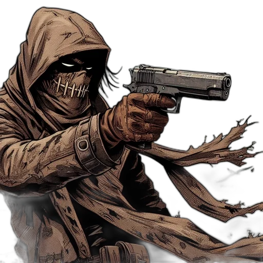 weapon, mask, comic book art, concept art transparent PNG cut-out