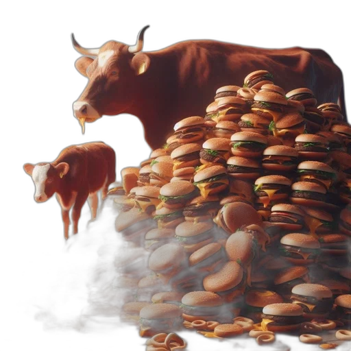 food, concept art, 3d render, cow transparent PNG cut-out