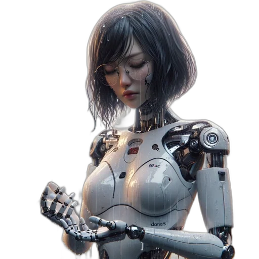 robot, cyberpunk, concept art, 3d render transparent PNG cut-out