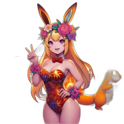staff, dress, flower, animal transparent PNG cut-out
