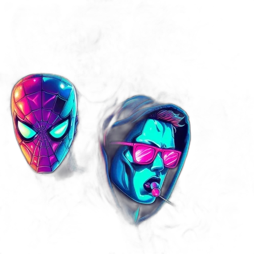 mask, concept art, comic book art, 3d render transparent PNG cut-out