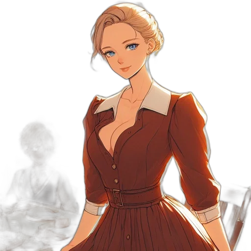 dress, staff, concept art, cartoon transparent PNG cut-out