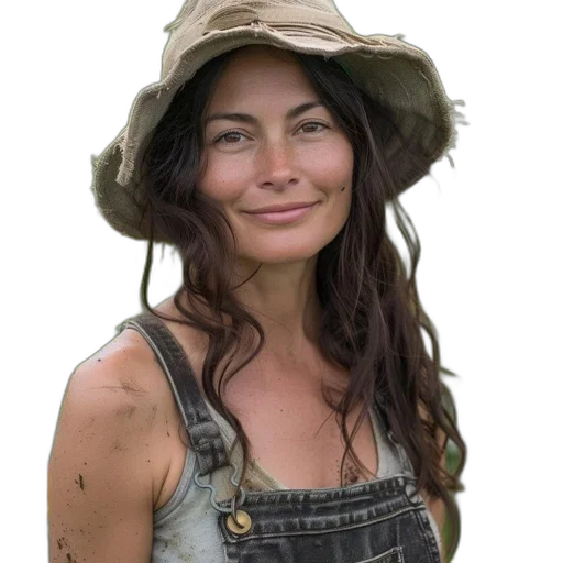 hat, staff, face, woman transparent PNG cut-out