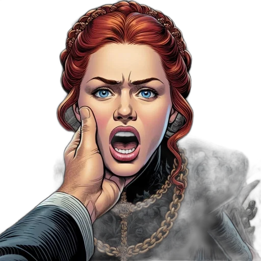face, jewelry, staff, comic book art transparent PNG cut-out