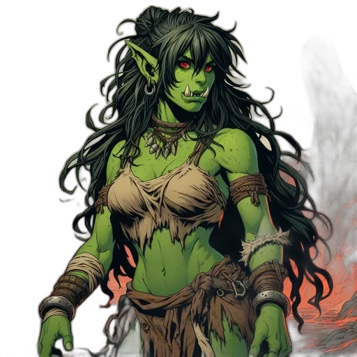 comic book art, fantasy art, concept art, green transparent PNG cut-out