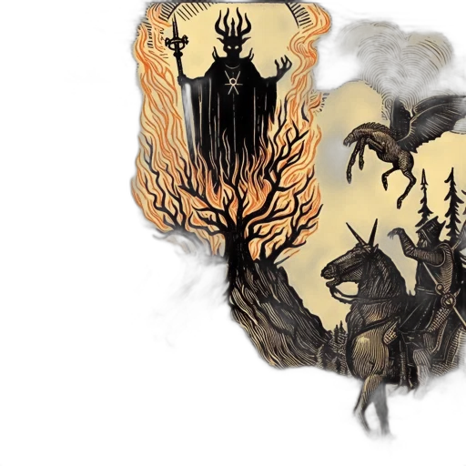 concept art, fantasy art, watercolor, fire transparent PNG cut-out