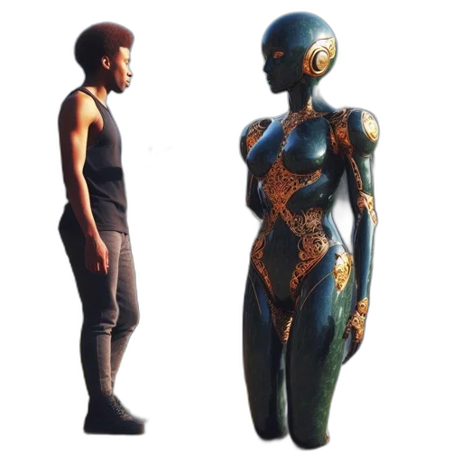 robot, dress, concept art, 3d render transparent PNG cut-out