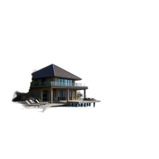 building, furniture, umbrella, 3d render transparent PNG cut-out
