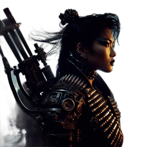 weapon, cyberpunk, concept art, woman transparent PNG cut-out
