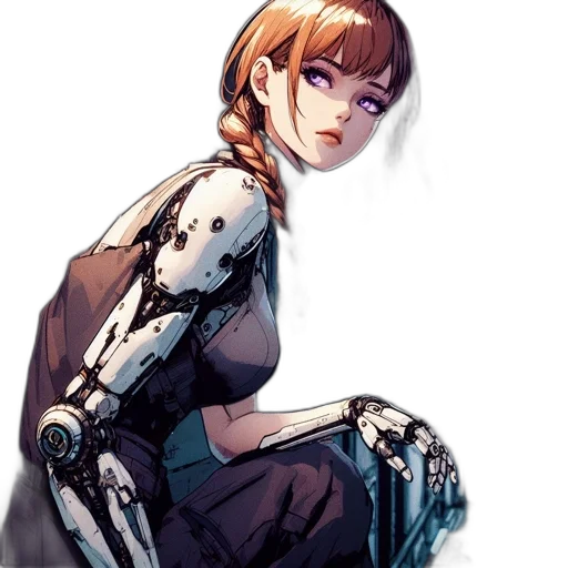 robot, dress, weapon, face transparent PNG cut-out