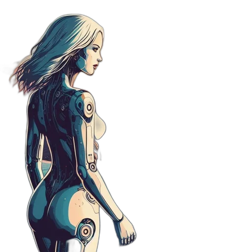 robot, dress, comic book art, concept art transparent PNG cut-out
