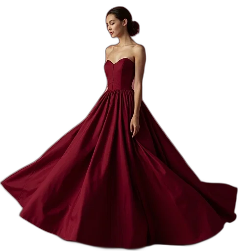 dress, photorealistic, red, burgundy transparent PNG cut-out